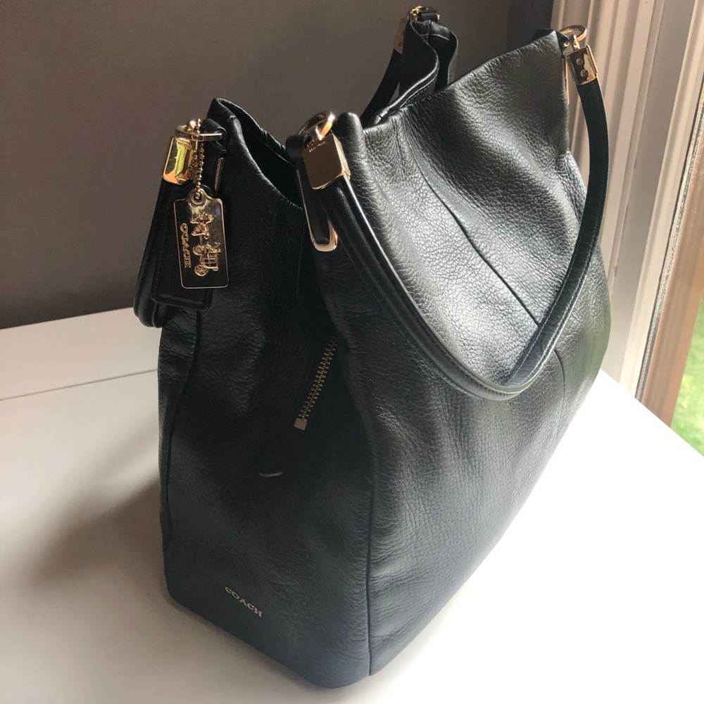 Black Three Compartment Shoulder Bag